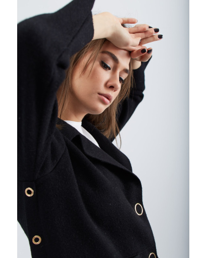 Стильне міське пальто кольору чорний 30553, Колір: Чорний, Розмір: ONE SIZE, зображення 4