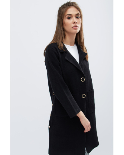 Стильне міське пальто кольору чорний 30553, Колір: Чорний, Розмір: ONE SIZE, зображення 5