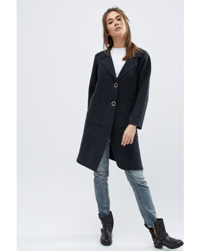 Стильне міське пальто кольору графіт 30554, Колір: Графіт, Розмір: ONE SIZE, зображення 2