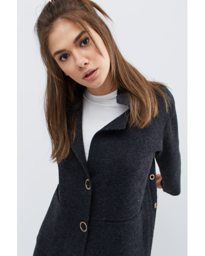 Стильне міське пальто кольору графіт 30554, Колір: Графіт, Розмір: ONE SIZE, зображення 3