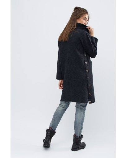 Стильне міське пальто кольору графіт 30554, Колір: Графіт, Розмір: ONE SIZE, зображення 4