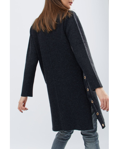 Стильне міське пальто кольору графіт 30554, Колір: Графіт, Розмір: ONE SIZE, зображення 5