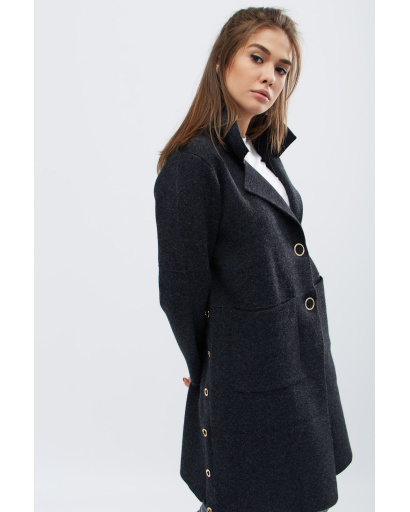 Стильне міське пальто кольору графіт 30554, Колір: Графіт, Розмір: ONE SIZE, зображення 7