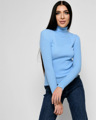 Жіночий блакитний гольф у рубчик 51180, Колір: Блакитний, Розмір: ONE SIZE, зображення 2