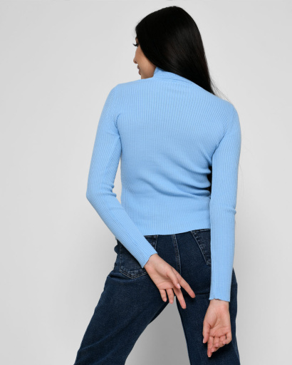 Жіночий блакитний гольф у рубчик 51180, Колір: Блакитний, Розмір: ONE SIZE, зображення 3