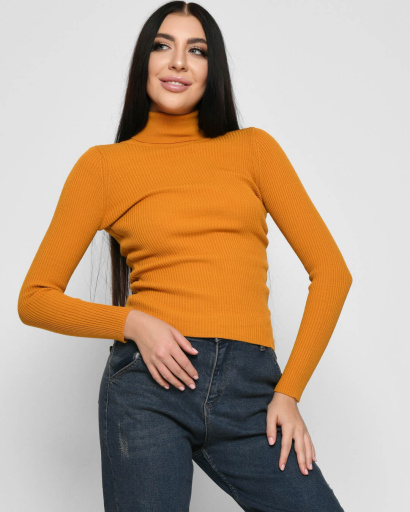 Жіночий гірчичний гольф у рубчик 51186, Колір: Гірчиця, Розмір: ONE SIZE, зображення 2