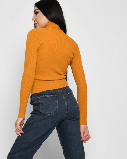 Жіночий гірчичний гольф у рубчик 51186, Колір: Гірчиця, Розмір: ONE SIZE, зображення 4