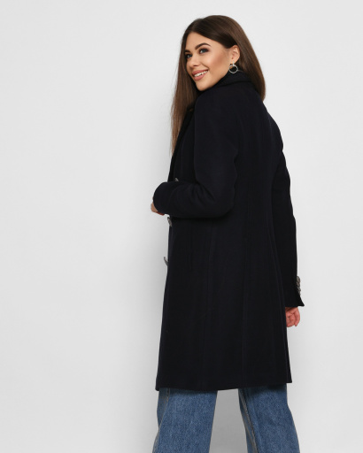 Пальто з коміром у клітинку кольору синій 32511, Колір: Синій, Розмір: XS, зображення 4