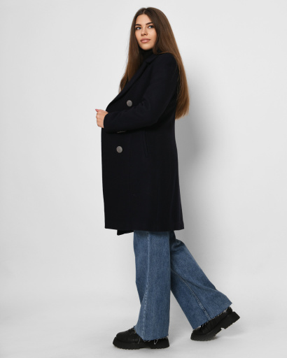 Пальто з коміром у клітинку кольору синій 32511, Колір: Синій, Розмір: XS, зображення 2