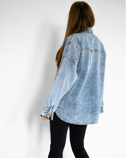 Голубая джинсовая куртка оверсайз 55166, Цвет: Голубой, Размер: M, изображение 4