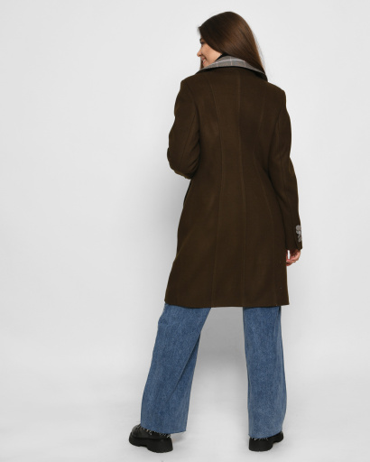 Пальто с воротником в клетку цвета хаки 32240, Цвет: Хаки, Размер: L, изображение 4