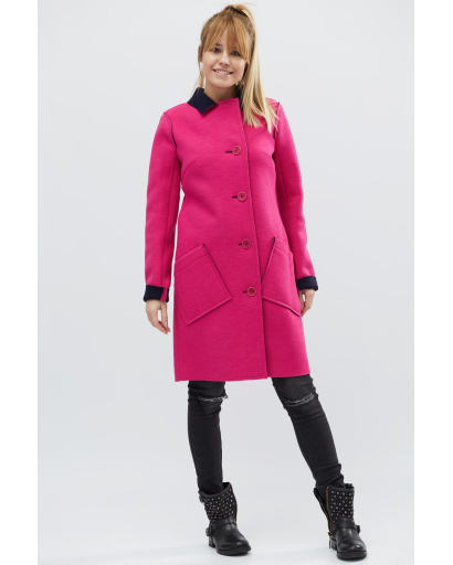 Двоколірний кардиган зі швами назовні кольору малина-синій 32112, Колір: Малина, Розмір: S, зображення 2