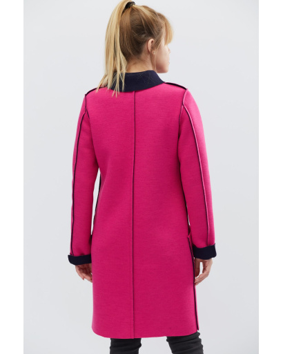 Двоколірний кардиган зі швами назовні кольору малина-синій 32112, Колір: Малина, Розмір: S, зображення 3