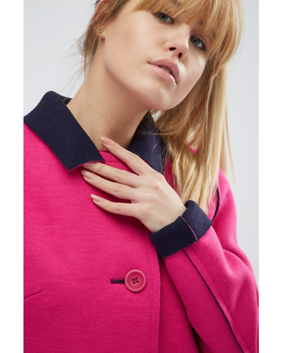 Двоколірний кардиган зі швами назовні кольору малина-синій 32112, Колір: Малина, Розмір: S, зображення 4