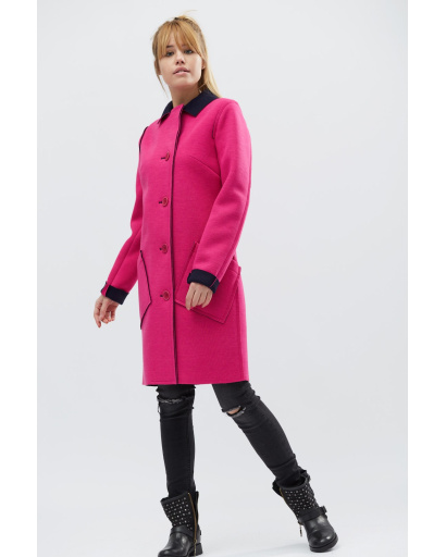 Двоколірний кардиган зі швами назовні кольору малина-синій 32112, Колір: Малина, Розмір: S, зображення 5