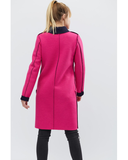 Двоколірний кардиган зі швами назовні кольору малина-синій 32112, Колір: Малина, Розмір: S, зображення 6