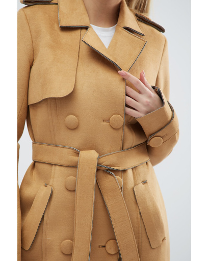 Бежевий двобортний кардиган 32116, Колір: Бежевий, Розмір: XS, зображення 4