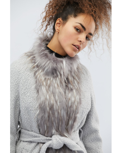 Женское пальто с мехом, цвет серо-голубой. 28039, Цвет: Серый, Размер: L, изображение 2