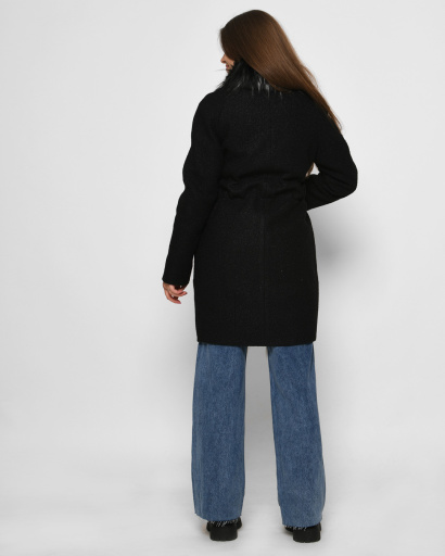 Жіноче пальто прикрашене хутром, колір чорний 28040, Колір: Чорний, Розмір: S, зображення 3