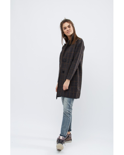 Демісезонне пальто прямого силуету на ґудзиках 30570, Колір: Графіт, Розмір: ONE SIZE, зображення 2