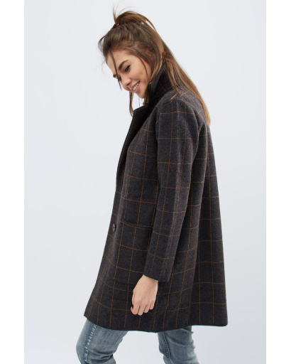 Демісезонне пальто прямого силуету на ґудзиках 30570, Колір: Графіт, Розмір: ONE SIZE, зображення 3