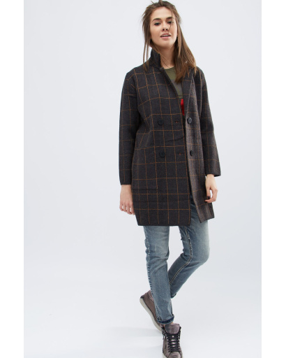 Демісезонне пальто прямого силуету на ґудзиках 30570, Колір: Графіт, Розмір: ONE SIZE, зображення 4