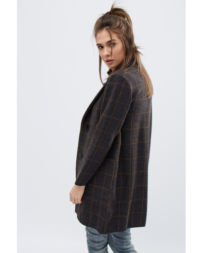 Демісезонне пальто прямого силуету на ґудзиках 30570, Колір: Графіт, Розмір: ONE SIZE, зображення 5