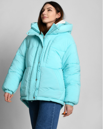 Зимняя женская куртка из экопуха, цвет бирюзовый 55258, Цвет: Бирюзовый, Размер: S, изображение 3