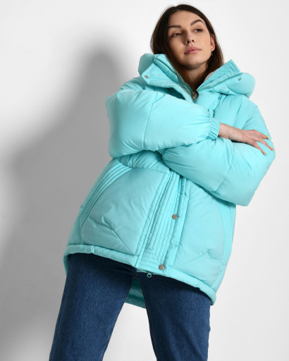 Зимняя женская куртка из экопуха, цвет бирюзовый 55258, Цвет: Бирюзовый, Размер: S, изображение 4