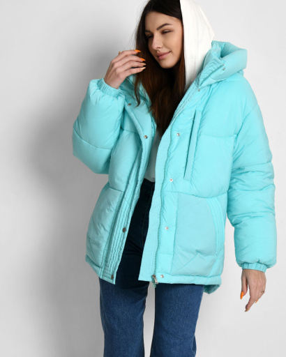 Зимняя женская куртка из экопуха, цвет бирюзовый 55258, Цвет: Бирюзовый, Размер: S, изображение 5