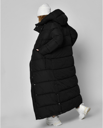 Чорний довгий пуховик 46431, Колір: Чорний, Розмір: XS, зображення 2