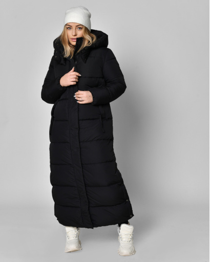 Чорний довгий пуховик 46431, Колір: Чорний, Розмір: XS, зображення 4
