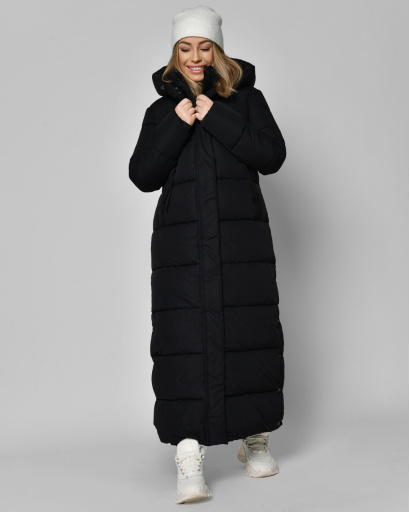 Чорний довгий пуховик 46431, Колір: Чорний, Розмір: XS, зображення 5