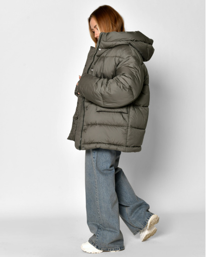 Зручний жіночий пуховик oversize, колір хакі 55856, Колір: Хакі, Розмір: M, зображення 2