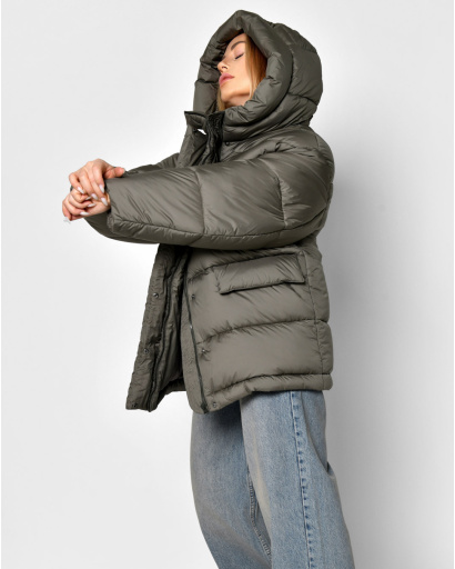 Зручний жіночий пуховик oversize, колір хакі 55856, Колір: Хакі, Розмір: M, зображення 3