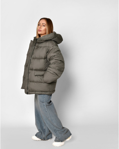 Зручний жіночий пуховик oversize, колір хакі 55856, Колір: Хакі, Розмір: M, зображення 5