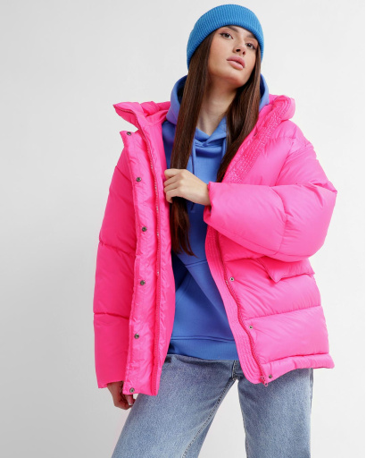 Удобный женский пуховик oversize, цвет розовый 55842, Цвет: Розовый, Размер: S, изображение 2