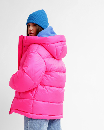 Удобный женский пуховик oversize, цвет розовый 55842, Цвет: Розовый, Размер: S, изображение 3