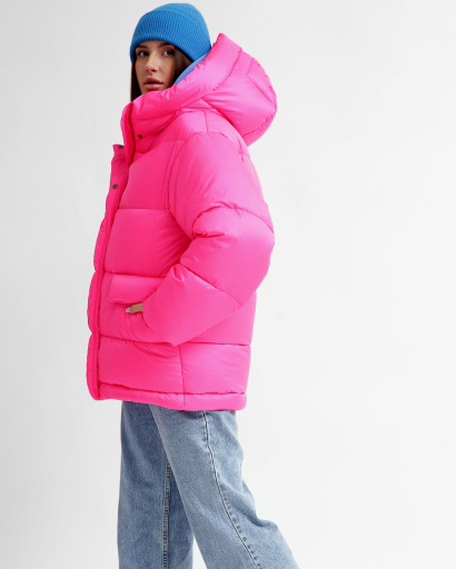 Удобный женский пуховик oversize, цвет розовый 55842, Цвет: Розовый, Размер: S, изображение 5