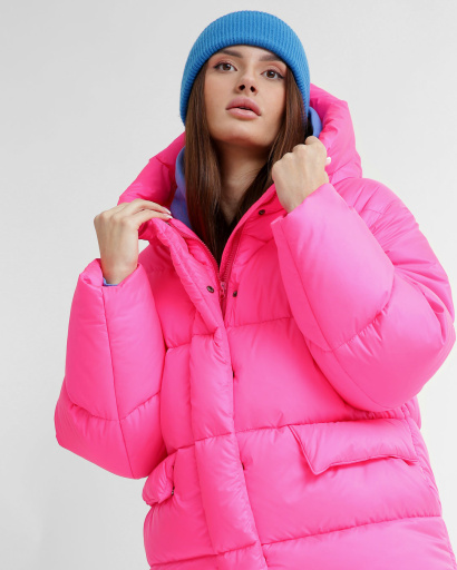 Удобный женский пуховик oversize, цвет розовый 55842, Цвет: Розовый, Размер: S, изображение 6
