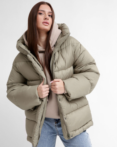 Зручний жіночий пуховик oversize, колір оливка 55845, Колір: Хакі, Розмір: L, зображення 2