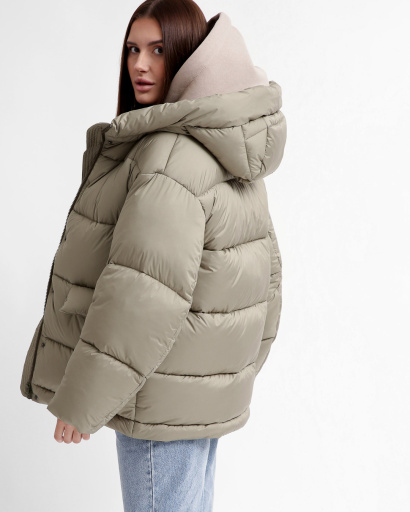 Зручний жіночий пуховик oversize, колір оливка 55845, Колір: Хакі, Розмір: L, зображення 5