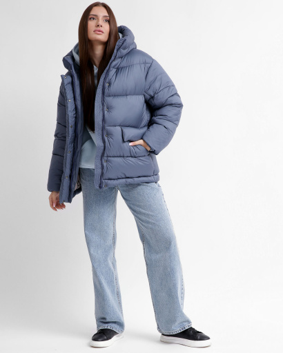 Удобный женский пуховик oversize, цвет джинс 55846, Цвет: Джинс, Размер: M, изображение 2