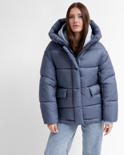 Удобный женский пуховик oversize, цвет джинс 55846, Цвет: Джинс, Размер: M, изображение 3