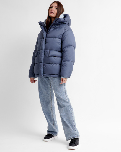 Удобный женский пуховик oversize, цвет джинс 55846, Цвет: Джинс, Размер: M, изображение 4