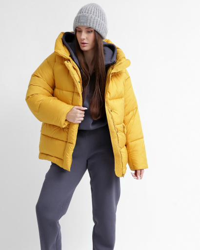 Зручний жіночий пуховик oversize, колір гірчиця 55847, Колір: Гірчиця, Розмір: M, зображення 2