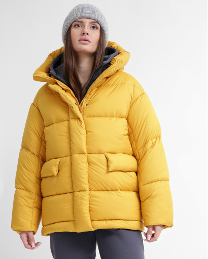 Зручний жіночий пуховик oversize, колір гірчиця 55847, Колір: Гірчиця, Розмір: M, зображення 4