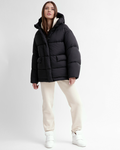 Удобный женский пуховик oversize, цвет черный 55848, Цвет: Черный, Размер: L, изображение 5