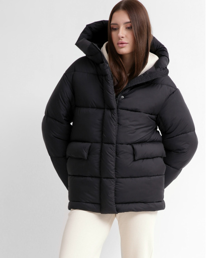 Удобный женский пуховик oversize, цвет черный 55848, Цвет: Черный, Размер: L, изображение 6