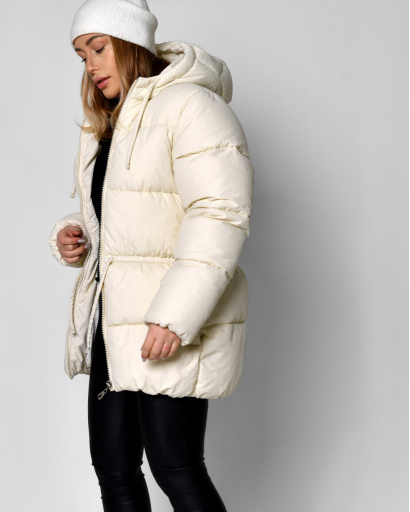Женский пуховик молочного цвета 56101, Цвет: Молочний, Размер: XS, изображение 3